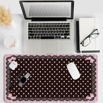 Pink Black Lace Polka Dot Large Gaming Mouse Pad XXL Extended Desk Mat Coquette Decor 600X300X2MM