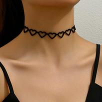 Vintage Black Hollow Heart Choker Necklaces for Women Girls Punk Leather Love Clavicle Chain Necklaces Y2K Jewelry Wholesale juoda