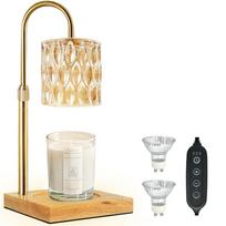 Adjustable Height Candle Warmer Lamp Timer Glass Candle Top Melter Candle Heater  Christmas Gifts US beige