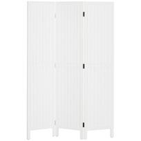 Medinis kambario pertvaros ekranas, sulankstomas vidaus pertvara, 3 medinės panelės, 120 x 170 cm, baltas 120 x 1.8 x 170 cm