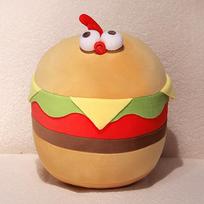 Kūrybingas minkštas mielas burgerio vištienos lėlės pliušinis žaislas viščiuko lėlė namų sofos pagalvė vaikų lėlė 35cm（0.35kg） beige