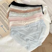 7pcs  Cotton Seamless Mid-waist Sexy Lace-trimmed Girly Underwear