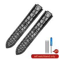 Natūralios odos laikrodžio dirželis Cartier Key Blue Balloon vyriškas krokodilo odos moteriškas pakeltos burnos laikrodžio apyrankės priedai 12-20mm 8x14mm gray