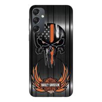 Dėklas Samsung Galaxy S24 Harley Davidson kaukolė pilkas fonas Maniacase
