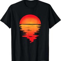 Aesthetic Sunset Sea Reflection Abstract Art Summer Sun T-Shirt S juoda