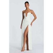 Tube top pleated high split long dress sexy backless pendant dress dress S balta