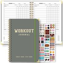 Undated Workout Journal Spiral Fitness Tracker With Goal Setting Progress Pages Monthly Overview  Stickers žalia