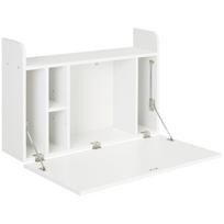Sieninis stalelis, sulankstomas plaukiojantis nešiojamojo kompiuterio stalas su erdvę taupančiais skyreliais namų biurui ir mokymuisi, 77cm x 20cm x 51cm, Baltas 77 x 20 x 51 cm