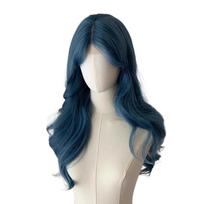 Middle Part Sea Blue Color Wigs Body Wave Cosplay Lolita Wigs Long Curly Hair  Daily Wear mėlyna
