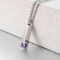 Stainless Steel Tube-Shaped Personalized Male And Female Purple Element Pendant With 50cm Necklace sidabras