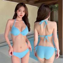 New swimsuit women's split solid color sexy babes triangular bikini hot spring vacation swimsuit s [recommended 35-42.5kg ]