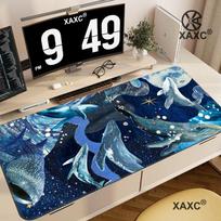Whale shark oceanthemed large mouse pad with antislip rubber base washable suitable for office and gamers Sewn edge HYBXXC 400x800x2mm blue
