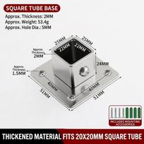 Stainless Steel Square Tube Connector Set Heavy Duty Elbow Corner Joint New Flange Base  Cabinet 20mm