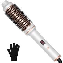 Thermal Brush Ionic Heated Round Brush, Hot Hair Curling Iron with 10 Temp Settings, 30s Fast Heated for All Hair Types, White US balta