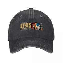 Elvis Legenda Vintage skalbto džinsinio audinio beisbolo kepuraitė Klasikinės roko muzikos gerbėjo skrybėlė Reguliuojama medvilninio drobės kepurė One Size gray