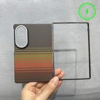 Samsung Galaxy Z Fold 8 anglies pluošto tekstūros PC magnetinis dėklas Kevlar rankos pojūtis Magsafe belaidžiam įkrovimui Apsauginis dangtelis Galaxy Z Fold 8 tamsiai mėlyna spalva
