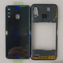 For Samsung Galaxy A40 2019 A405 SM-A405F A405DS Full Housing Case Middle Frame +Battery Back Cover Rear  With Camera Lens juoda