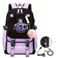 Genshin Impact Kuprinės Anime Mochila Studento Mokyklinė Kuprinė Mergaičių Dovana Nešiojamam Kompiuteriui Kasdienėms Kelionėms Kuprinė 16 inches black