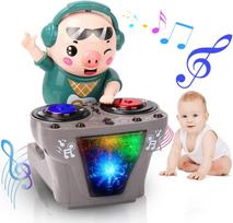 Elektroninė DJ šviesa Muzika Šokantis kiaulės žaislas Muzikiniai žaislai Mielas sūpuojantis šokantis kiaulytės žaislas su muzika LED šviesomis Muzikinis žaislas vaikams black