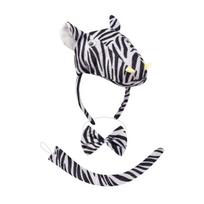 Kids Zebras Costume Set Zebras Ear Headband Tail Bowtie Gloves for Halloween Christmas Cosplay Party Animal Dress Up Set