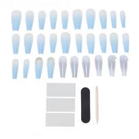 30pcs Long Press On Nails Glossy False Nails Reusable Ballerina Long Full Cover for Women Girls 0070-4D-12 white
