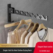 Wall-Mounted Telescopic Clothes Drying Rack - Punch-Free, Folding Design for Bathroom or Balcony gray