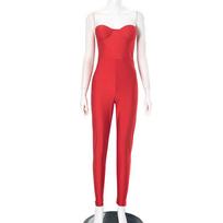 2025 European & American Style Strapless Sexy Backless Jumpsuit Small raudona