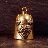Antique-Style Motorcycle Guardian Bell Raised Cross Biker Good Luck Charm  Men Bronze Color brown