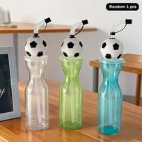 Transparent Football Water Bottle for Kids Portable Sipper Cup for Coffee Juice Leakproof Outdoor Bottle A Random 1 pcs