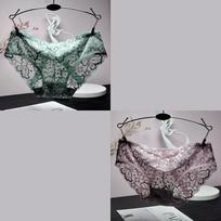 2PCS Sexy Underwear Perspective Lace Women Panties Floral Solid  Briefs Female Underpants Breathablle Women Lingerie M