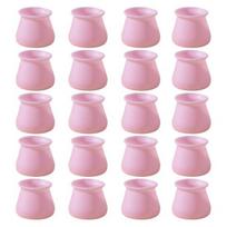20Pcs Chair Leg Floor Protectors Silicone Table Feet Covers for Hardwood Floors Furniture rožinė