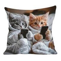 Mesti pagalvės užvalkalas 3D katės raštas Pagalvės užvalkalas Paslėptas užtrauktukas Nuimamas skalbiamas Dekoratyvinis pagalvės užvalkalas 45x45cm black