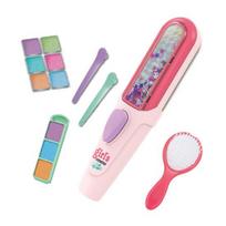 Glitter Rhinestone Tool Safe Kids Hair Gemstone Styling Set with Magnetic Pink Comb 24 Colorful Gem Patches And Clips Creative Sparkling Hairstyles B