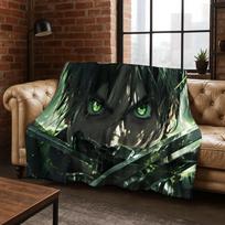Anime Attack on Titan Eren Mikasa Animacinis flanelinis pledas, šiltas ir jaukus minkštas antklodė namams, miegamajam, lovai, sofai, vaikams 75x90cm gray