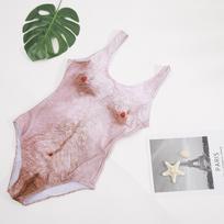 European and American women imitation skin chest hair one-piece swimsuit skin tone bikini bikini swimsuit wholesale sexy S