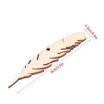 50pcs Unfinished Wood Wooden Craft Tags Feather Wood Slices Wood Pieces Crafts  Room Decoration white
