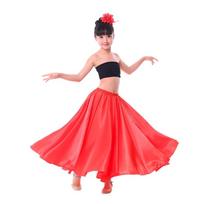 Big Swing Spanish Flamenco Shawl Skirt Smooth Paso Doble Dance Dress  Children Girls 360 degrees S juoda