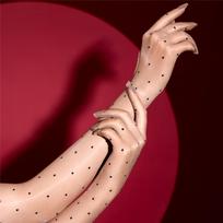 Sexy Women 1D Dot Ultra Thin Five Finger Long Glove Oil Shiny Glossy Sun Protection Glove Elastic Party Wedding Luxury Glove M