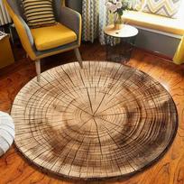 Tree Stump Growth Ring Round Area Rug Natural Wood Texture Soft Floor Mat for Music Rooms Living Rooms Rustic Home Spaces Diameter 60cm