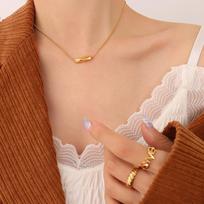 Korean Geometric Twisted Tube Pendant Clavicle Necklace: Non-Fading Gold-Plated Titanium Steel Luxury Jewelry