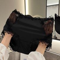 Large Lace High Waisted Underwear Satin Sexy Pure Desire Mesh Comfortable Pure Cotton Crotch Bag Hip Women Triangle Panties L juoda