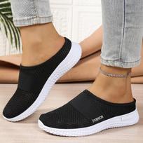 Women's Casual Flats Shoes Breathable Mesh Lazy for Ladies Walking Light Comfortable Outdoor Female Flats 36 juoda