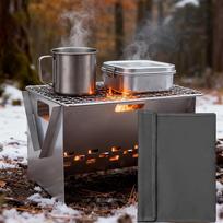 BBQ Grill Stainless Steel Easy Setup to Clean Compact for Families Hiking Patio Picnic gray
