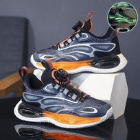 Boys' Sports Mesh Shoes - Breathable, Soft Sole, Versatile for Spring & Autumn, Black/Orange 33 black