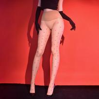 Red Heart Spring Summer Thin Ultra Sheer Sexy Jk Black Pantyhose Women'S Tights Anti-Snag Jacquard Base Stockings 6Kca One Size