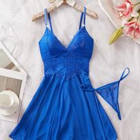 High-end casual pajamas, solid color, suspender skirt, sexy explosion, girl fashion, European and American women's home two-piece set S karališkos mėlynos spalvos