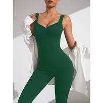 Sexy V-neck Elasticity Gym Jumpsuit Women's Fitness Sets Sports Overalls for Woman Tracksuit Yoga Clothing Long Pants Workout Sportswear S