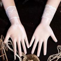 Women Oil Glossy Tight Stocking Gloves Sexy High Elastic Transparent Ultra-Thin Clubwear Short Wrist Gloves