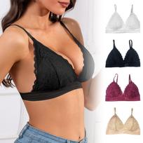Women's Lace Sexy V,neck Strapless Camisole Bra X-Large juoda