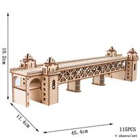 3D Wooden Puzzle Streetcar Sakura Journey Tram Station Retro Car Bus Model DIY Assembly Toys For Children Kids Desk Decoration beige